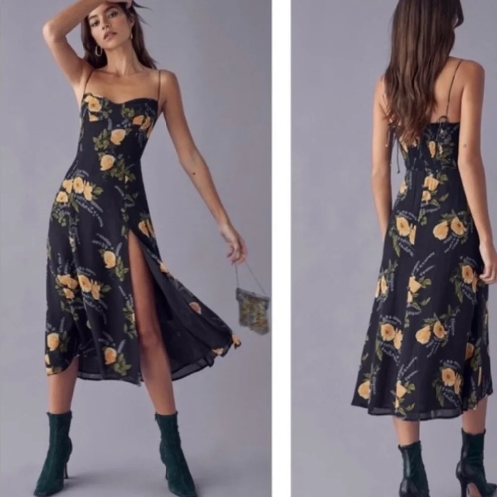 ❤️Reformation Navy Floral Midi Dress. Perfect condition. - Picture 3 of 7